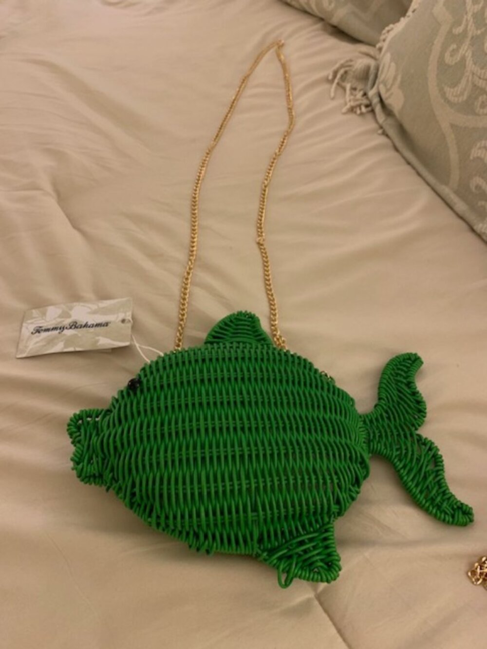 Tommy Bahama Green Wicker Fish Puckered Lips Clutch/Crossbody NWT